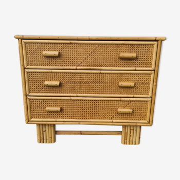 Commode vintage rotin bambou style art déco