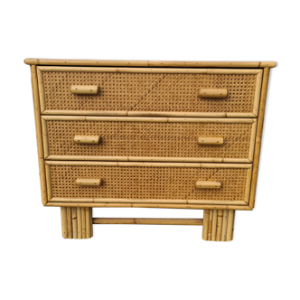 Vintage bamboo rattan chest of drawers (Art Deco style)