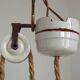 Vintage French Rise & Fall Counterbalance Ceiling Light Opaline Glass Shade