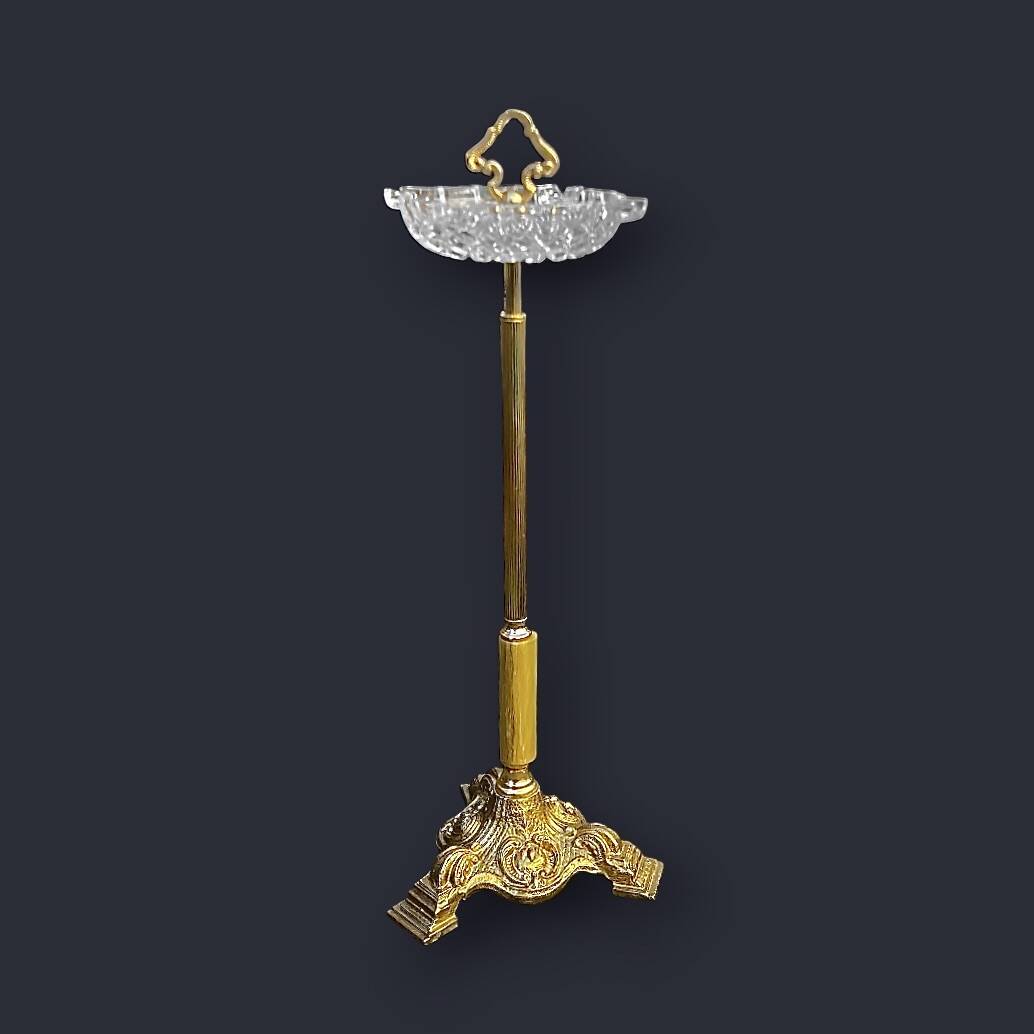 Large golden footed ashtray, moulded glass – 1960s