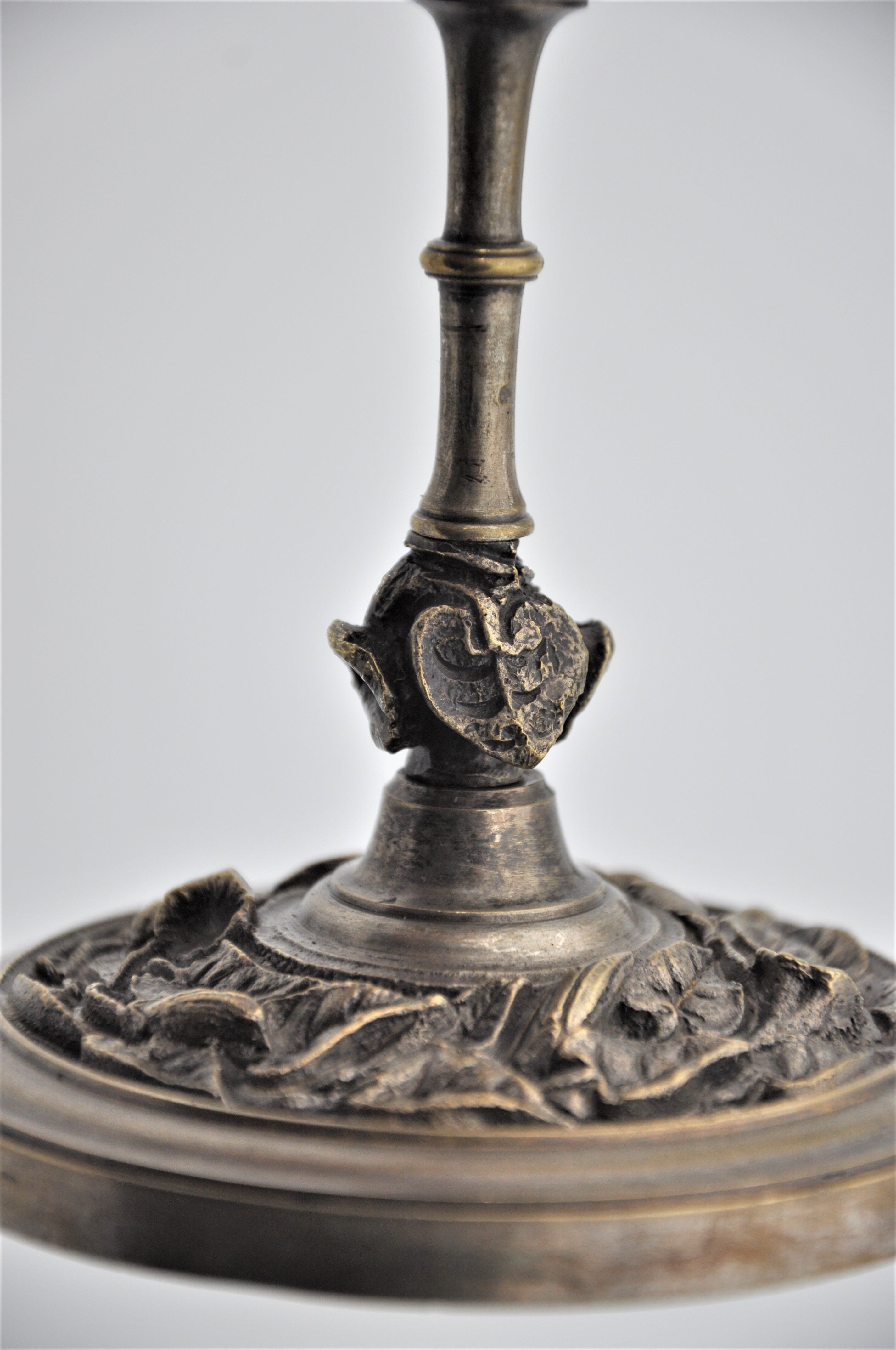 Pair of old gilded bronze candle holders