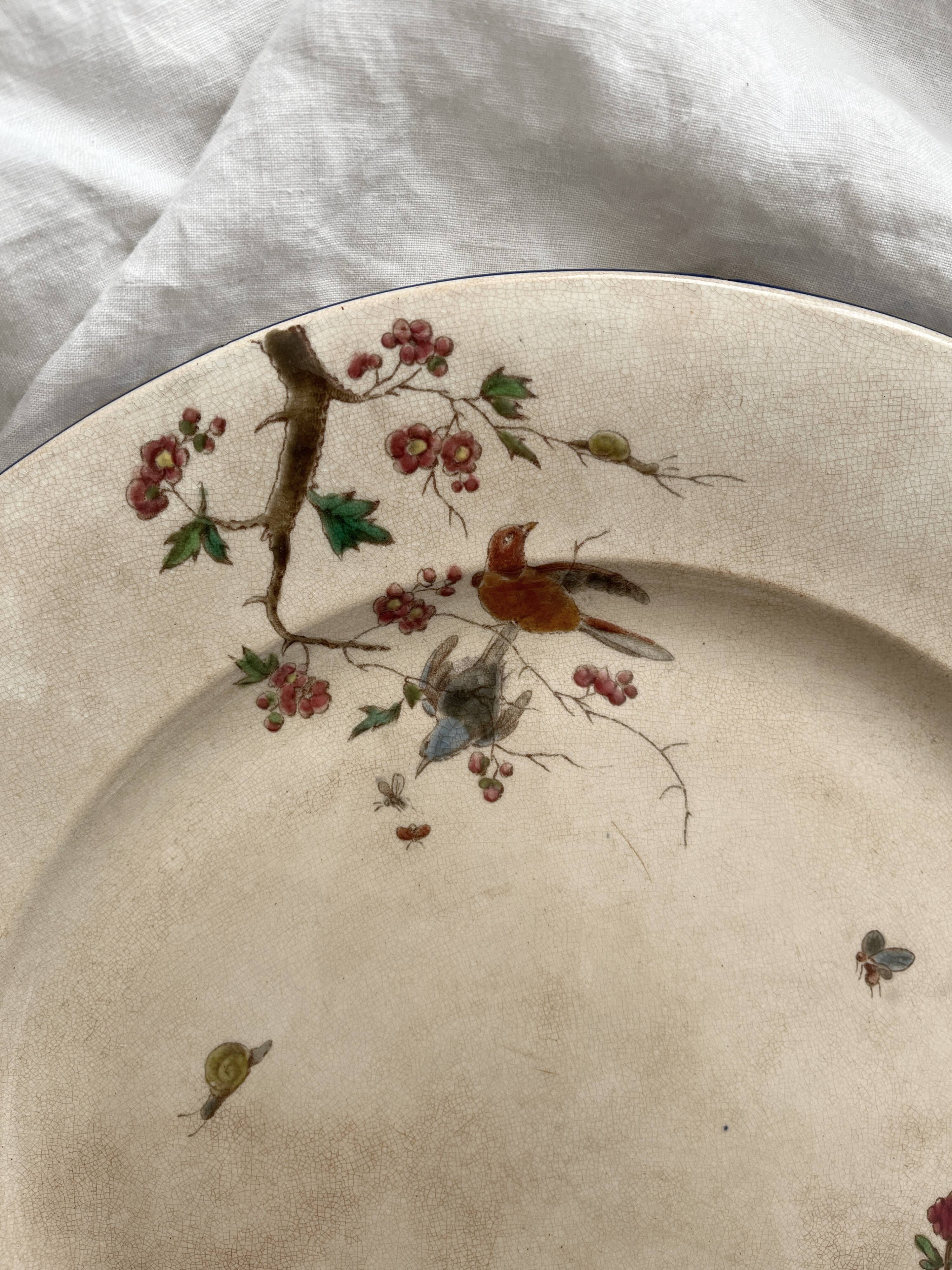 Plat rond polychrome "Nella" Jules Vieillard Bordeaux