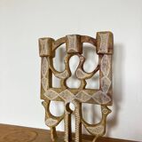 Vintage stone folk art candle holder