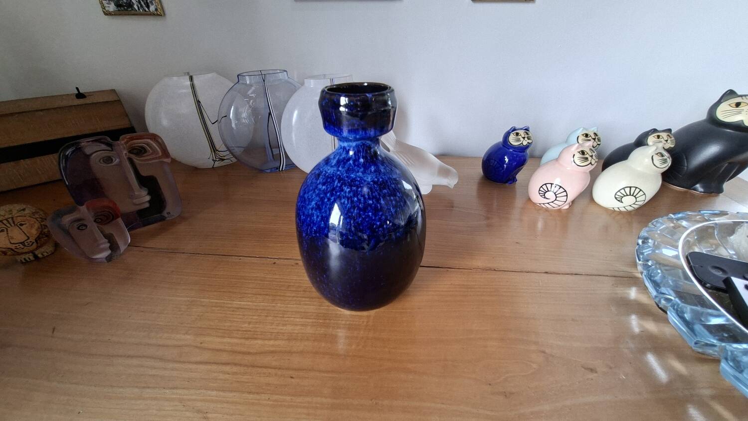 Vintage Blue Ceramic Vase by Jie in Sweden