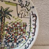 Hollow round dish impressionist décor by Javier Mariscal