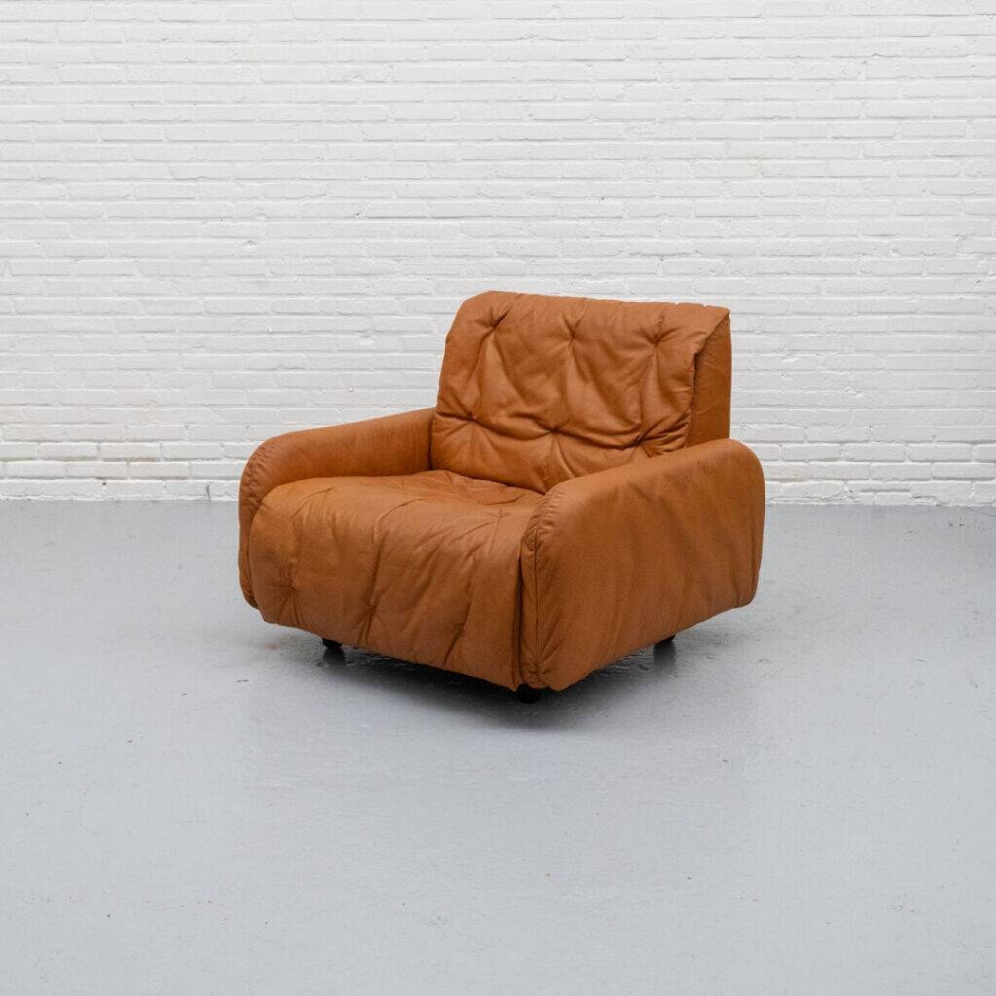 Italian Cognac Leather BBB Bonacina Armchair 1970s