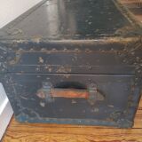 Ancient military trunk made of wood and metal
