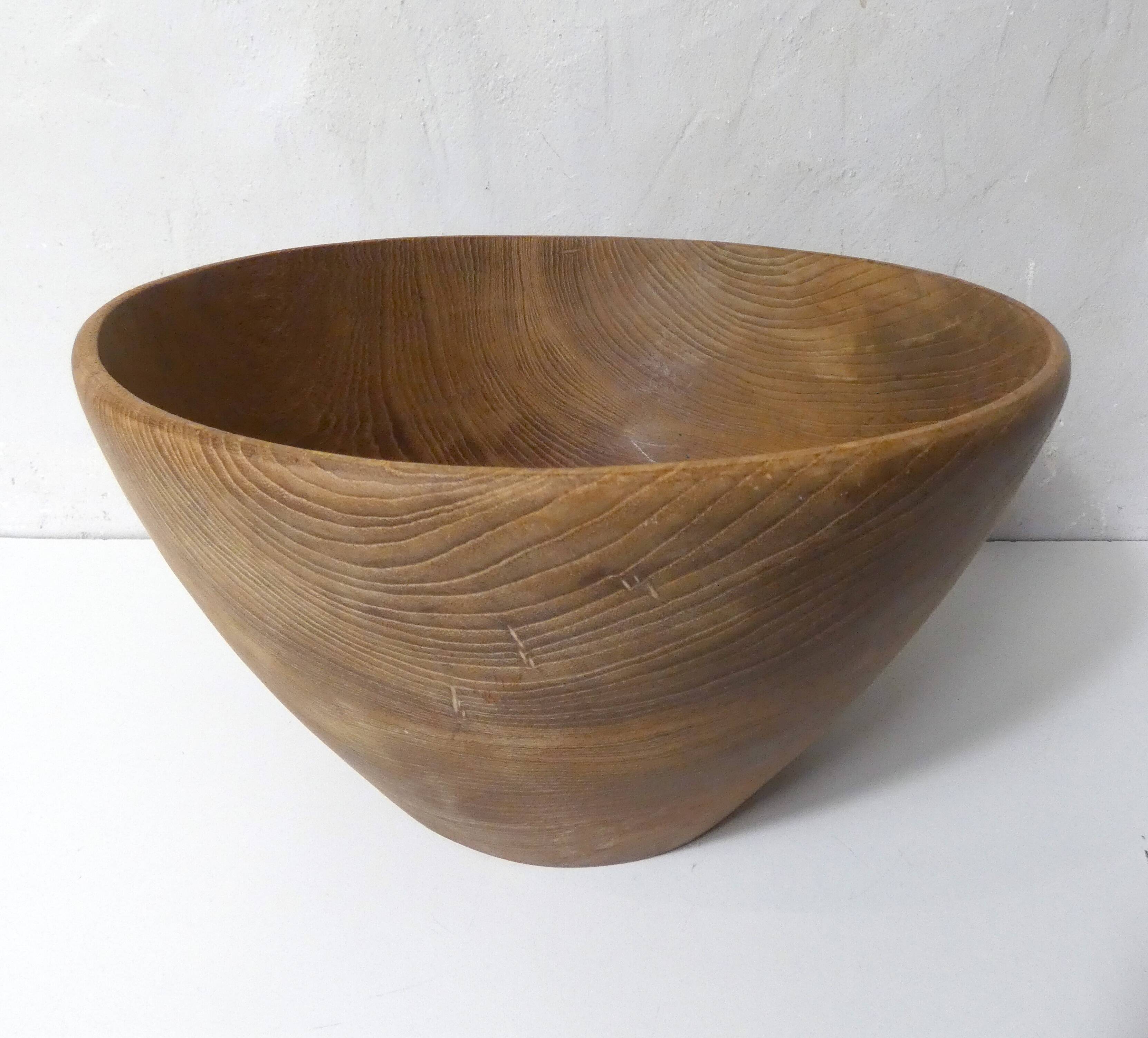 Large turned wooden salad bowl