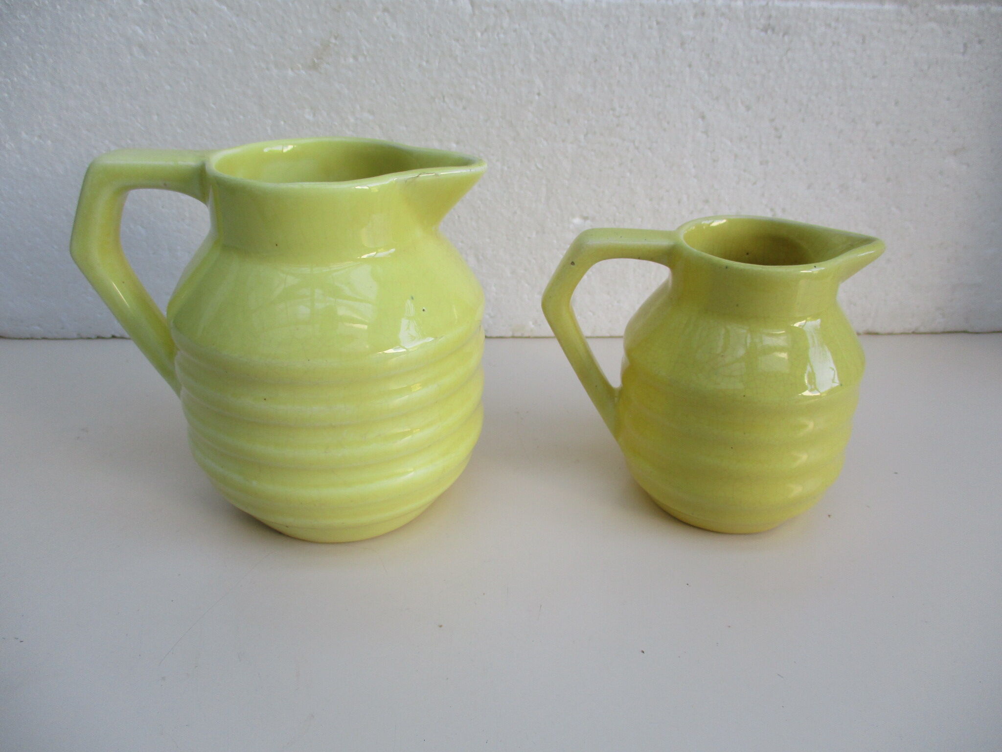 SET of 2 PITCHERS FAIENCE ONNAING SLURRY ART DECO 1930