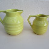 SET of 2 PITCHERS FAIENCE ONNAING SLURRY ART DECO 1930