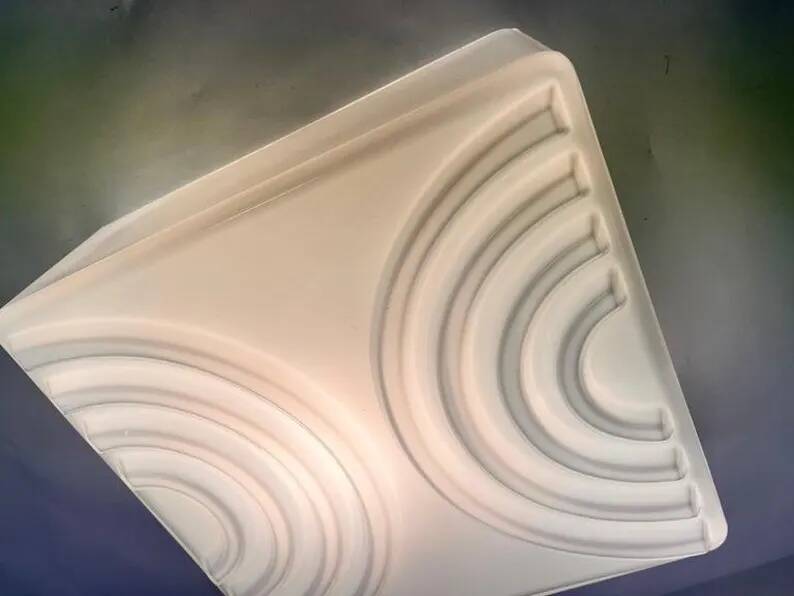Mid-Century Milk Glass Flush Mount or Wall Light, Czechoslovakia, 1970s