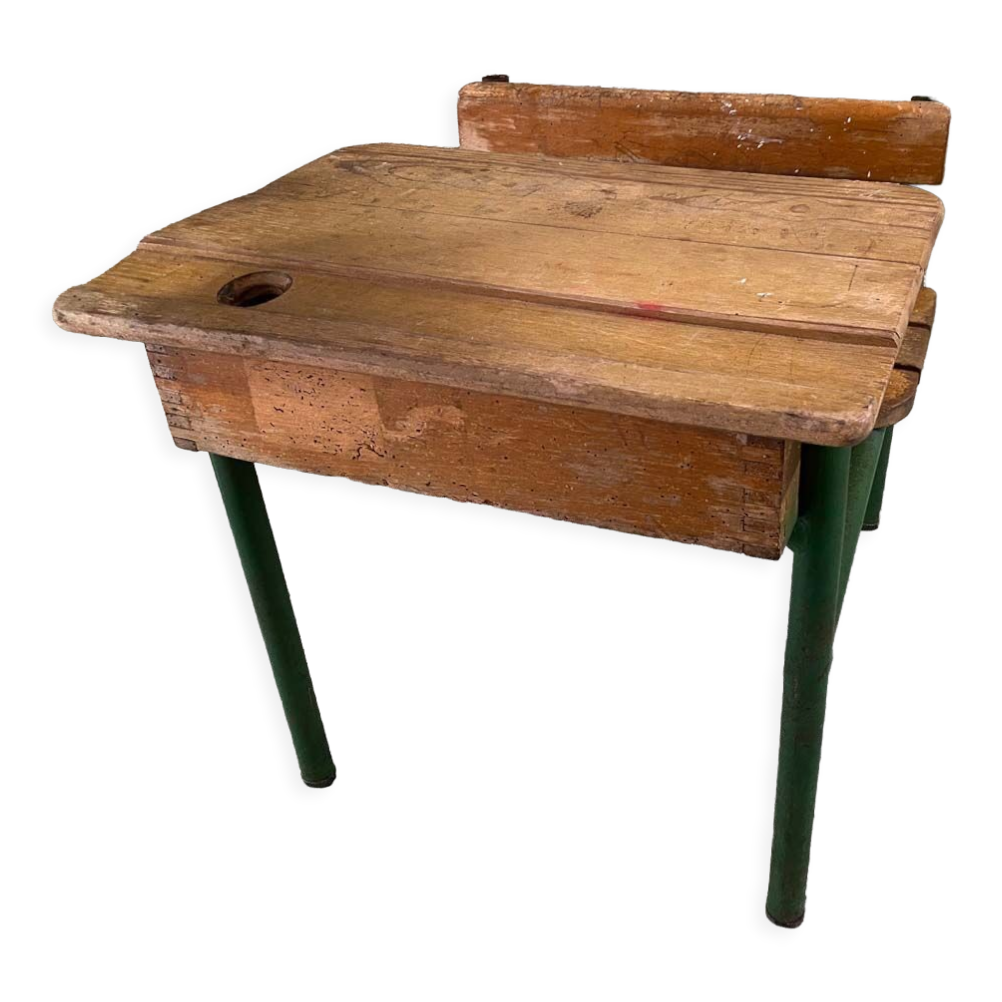Bureau D'écolier Ancien En Bois - Bon état - Manque Encriers