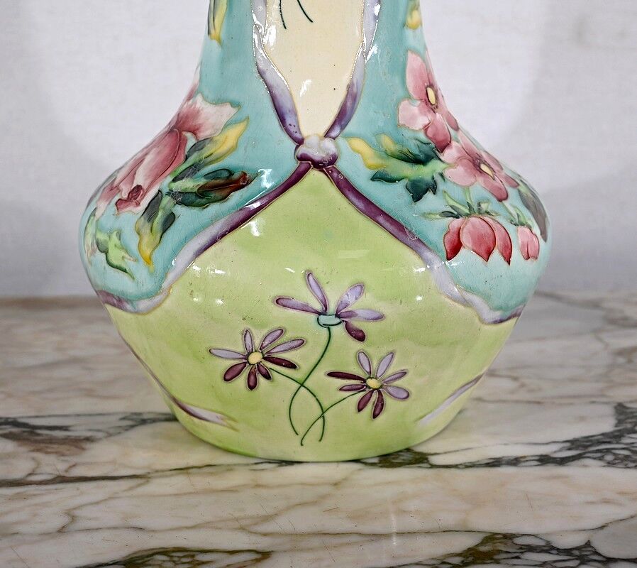 Important earthenware vase by Longchamp, Art Nouveau - 1900