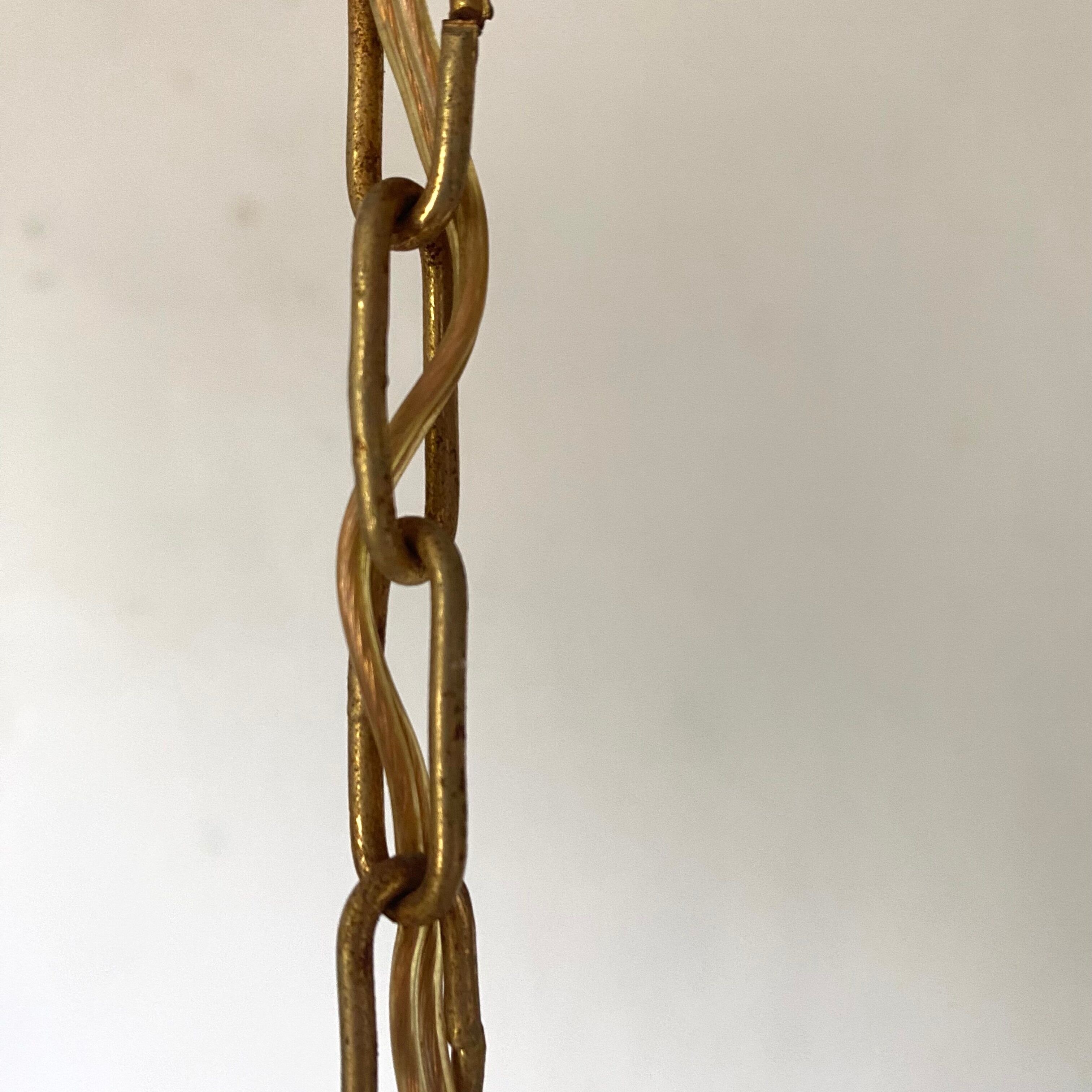 Suspension vintage en verre et métal doré