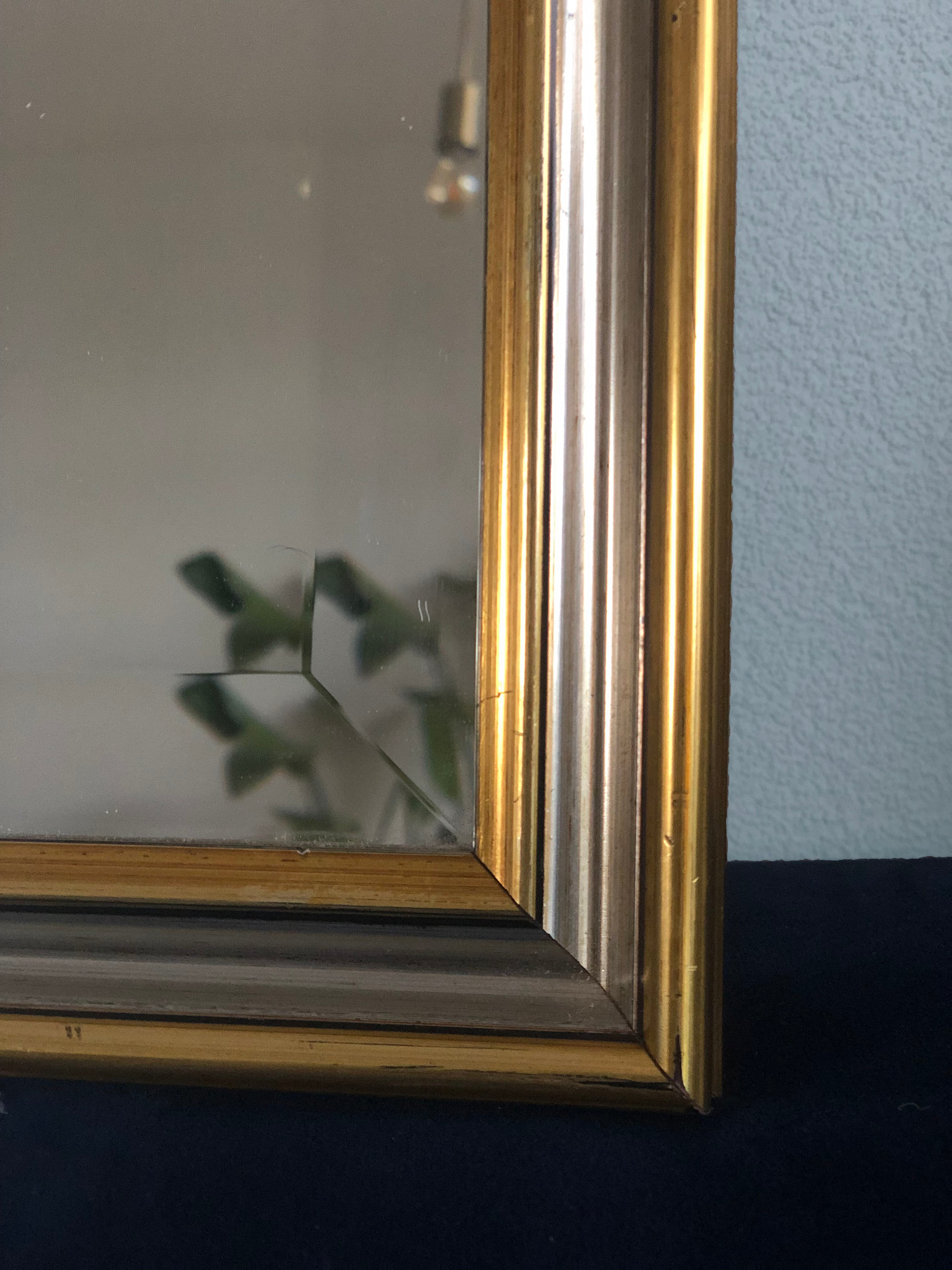 Vintage facet-cut mirror in gold and silver 1970s
