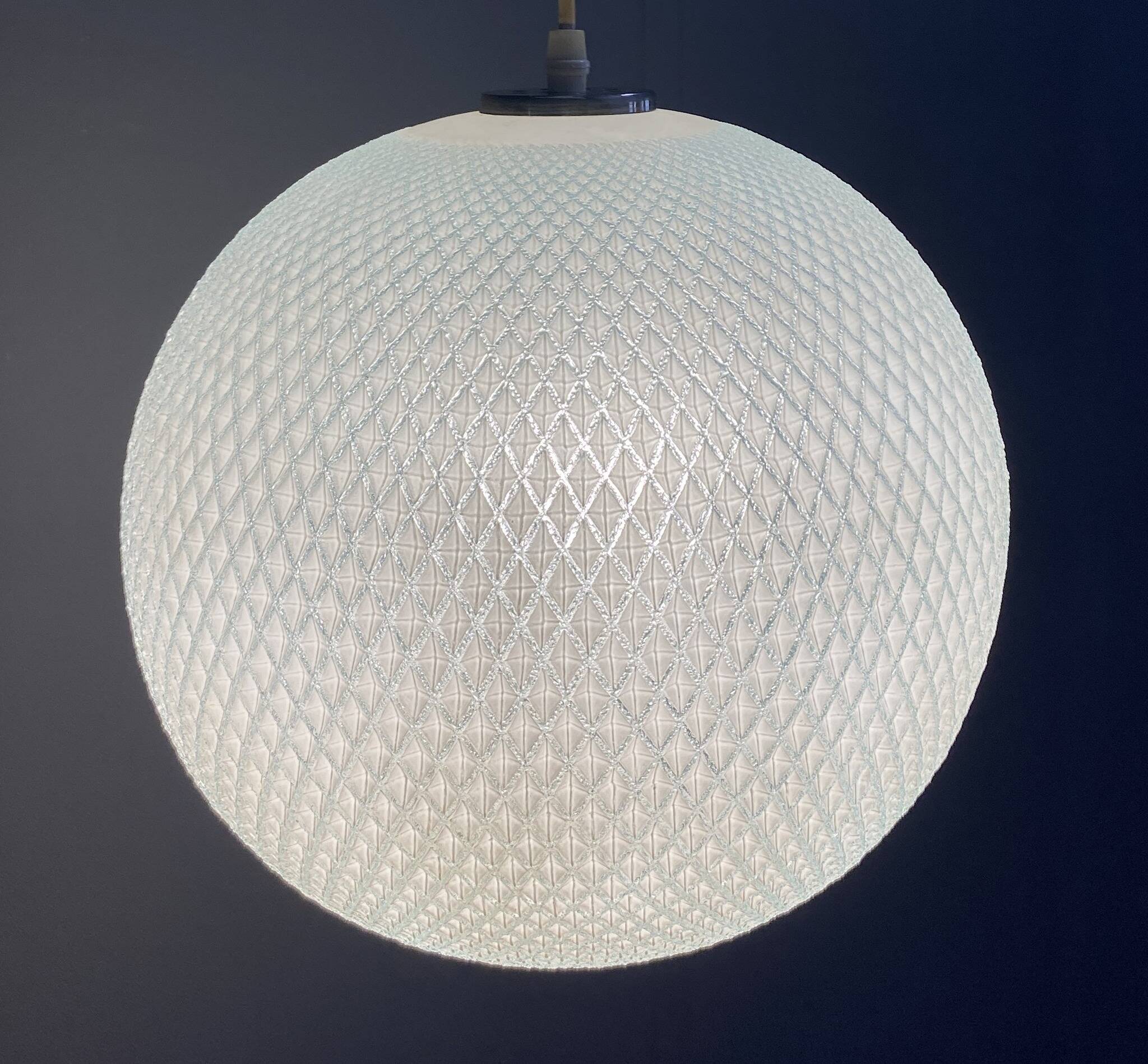 Glas hanging lamp pattern like a golfball 1970s