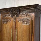 19th-century Norman wedding armoire in blonde oak.