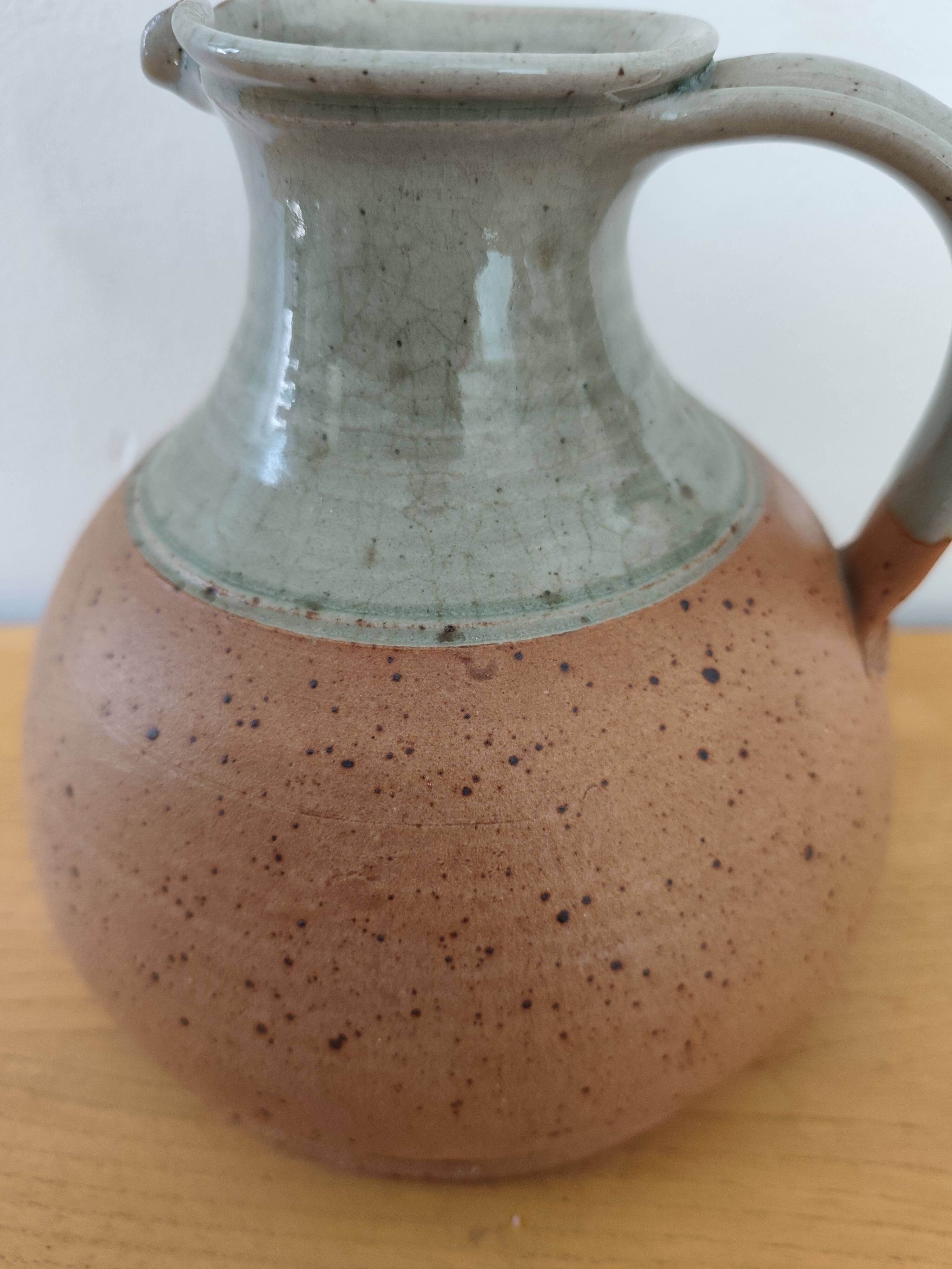 Stoneware and ceramic pitcher signed Roger Boureau