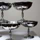 5 vintage-style bistro-style stainless steel dessert bowls on feet