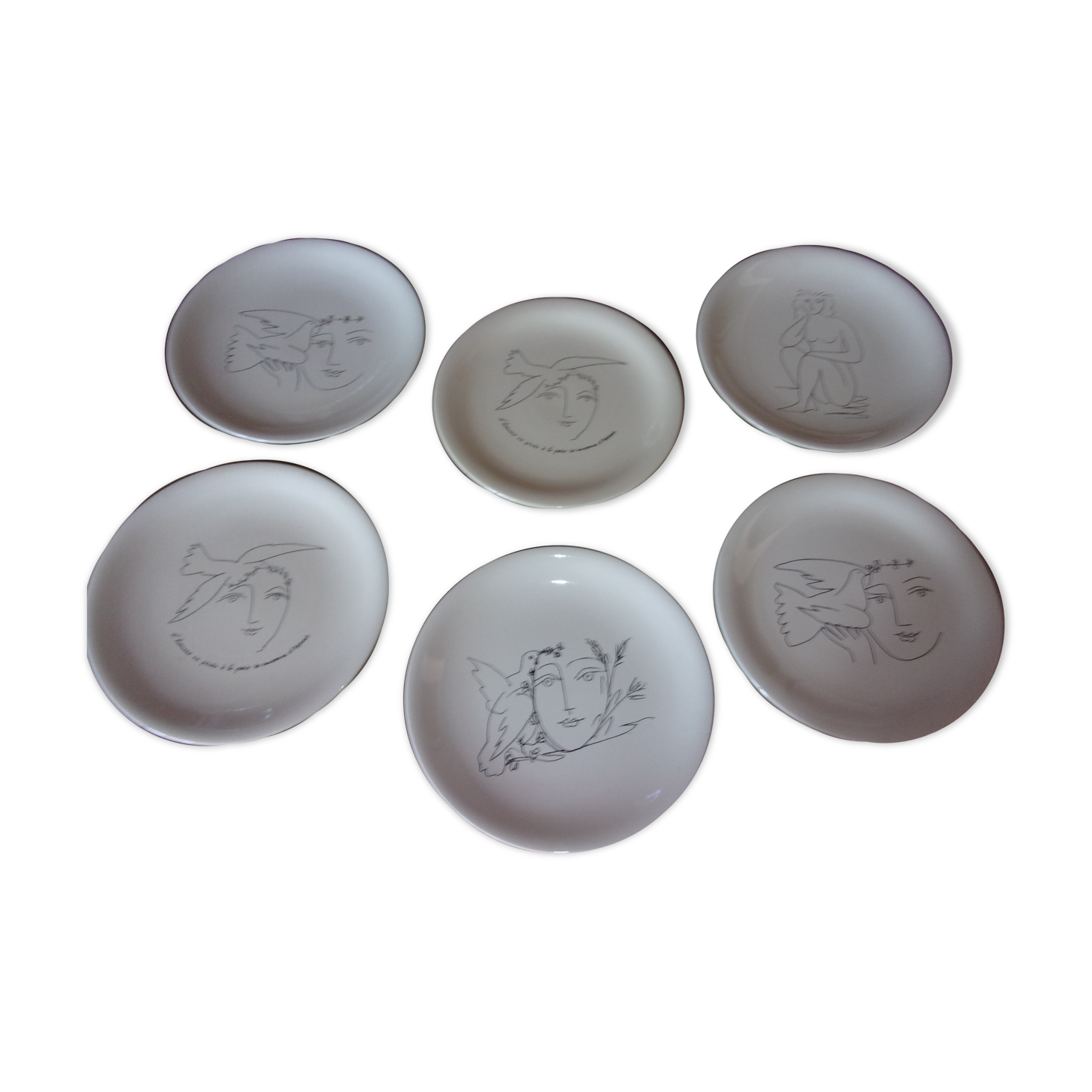 Lot de 6 assiettes Picasso Salins Digoin Sarreguemines