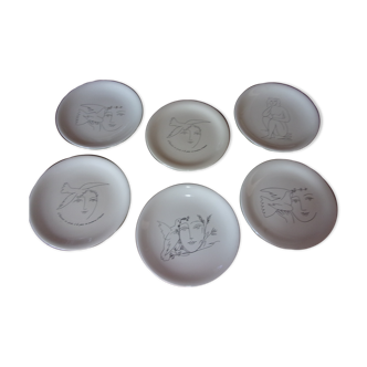 Lot de 6 assiettes Picasso Salins Digoin Sarreguemines
