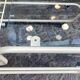 70s rolling trolley in glass and cream metal