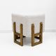 Pair of Italian Modernist Ash Wood Stools Upholstered in White Bouclé