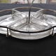 Art deco hors d'oeuvre servant in silver metal+glass-polylobed shape
