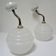 Pair of porcelain sconces brass glass of clchy white art deco