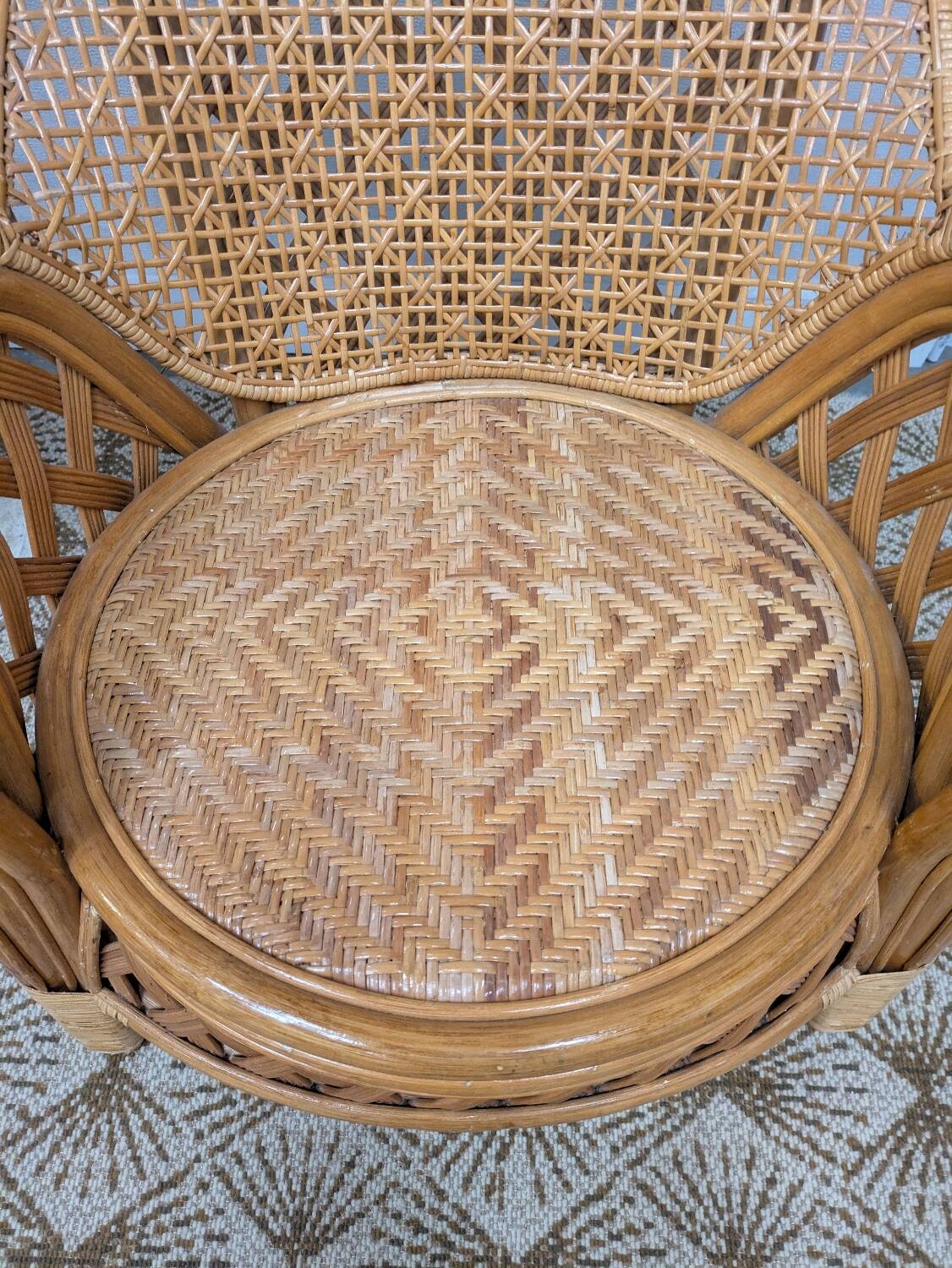 Pair of caned armchairs