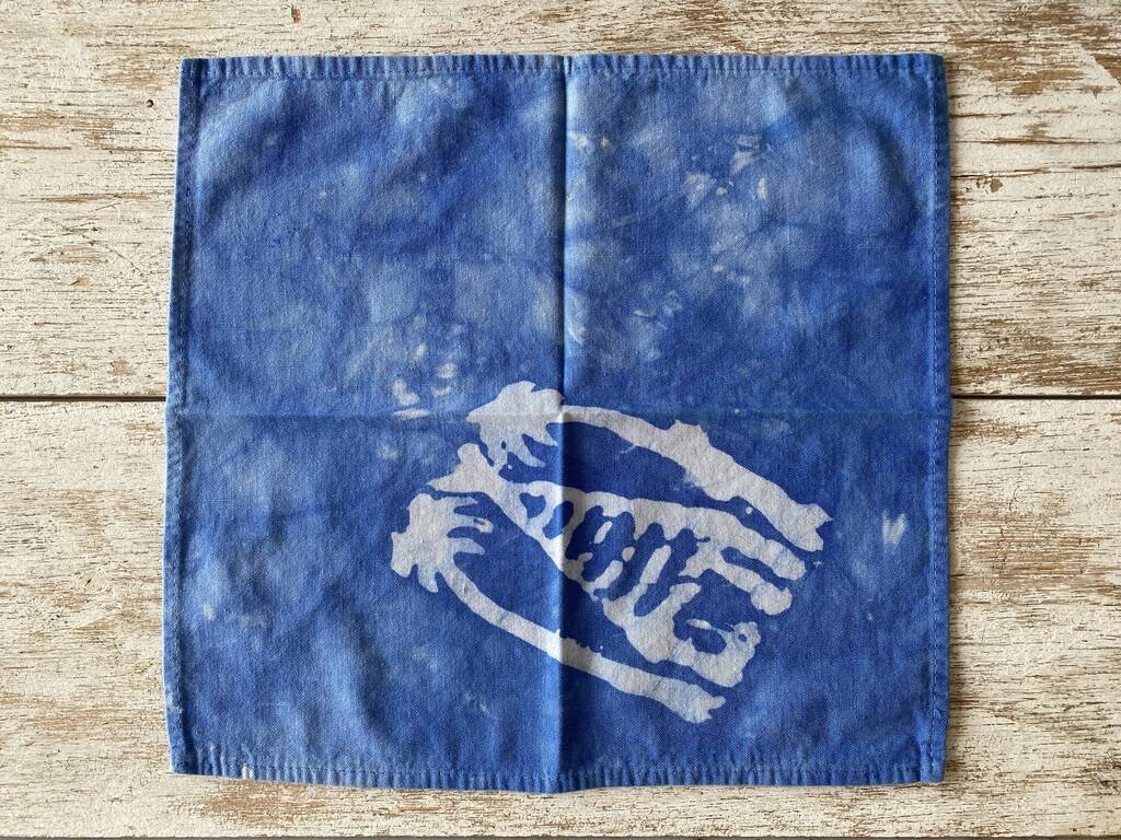 11 small Tye & Dye towels with African patterns - Blue - cotton - 35x35 cm