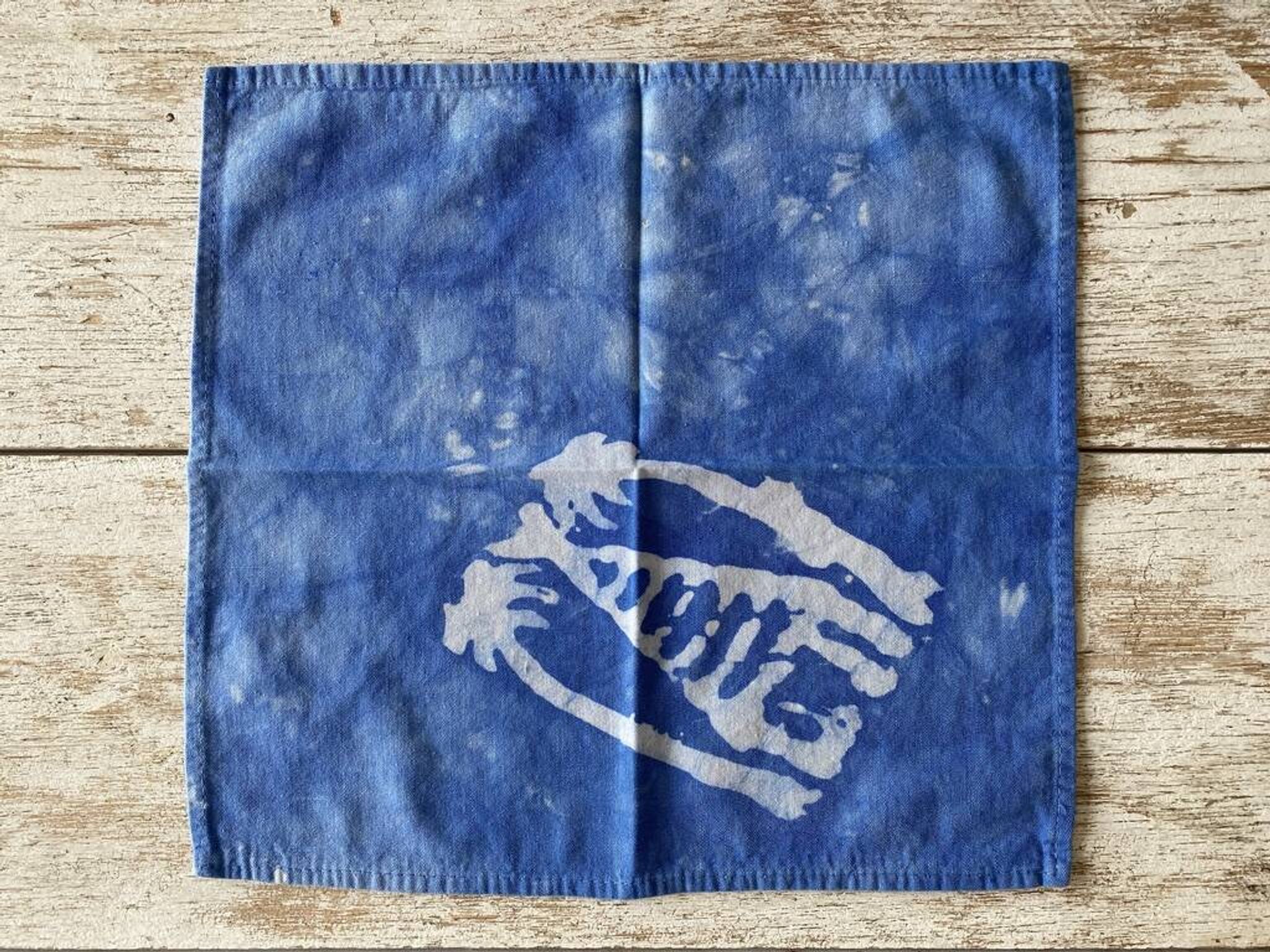 11 petites serviettes Tye & Dye motifs africains - Bleu - coton - 35x35 cm