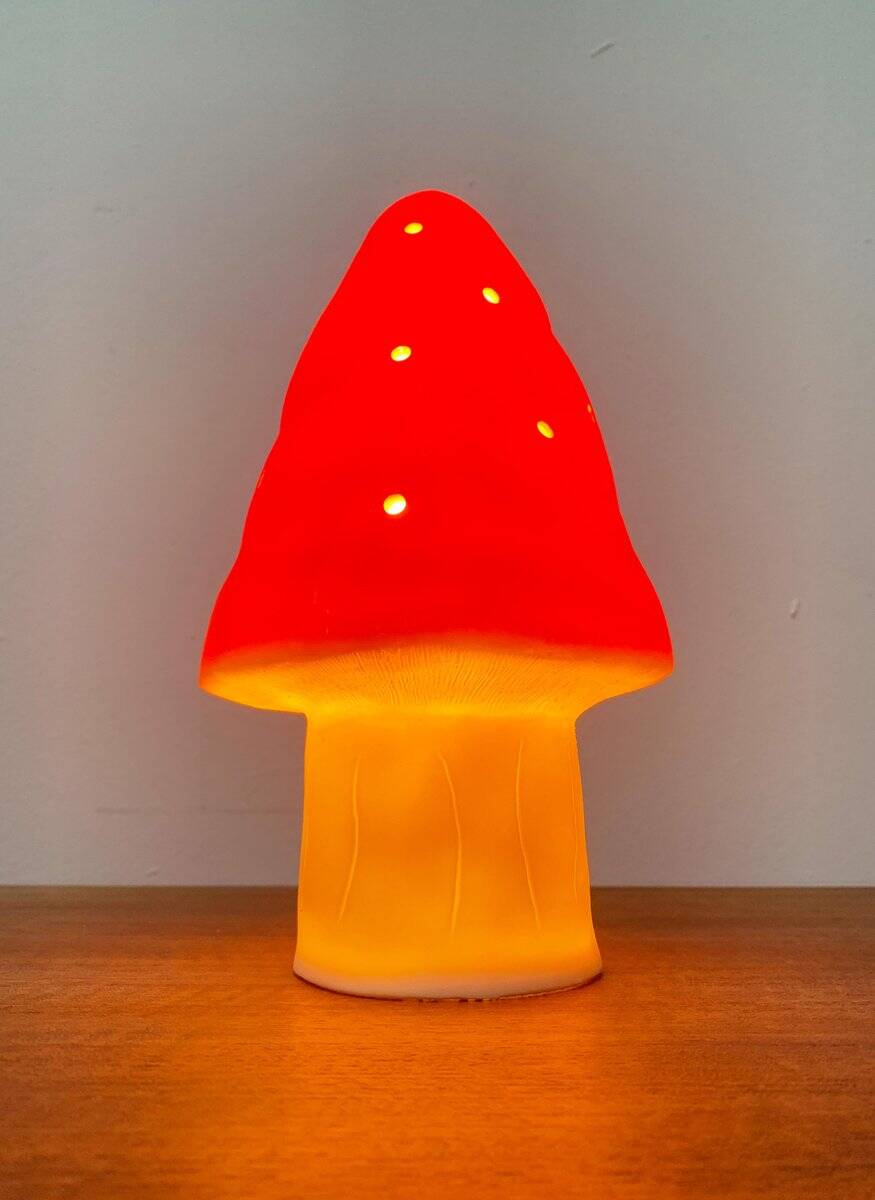 Postmodern plastic mushroom table lamp by Heico.