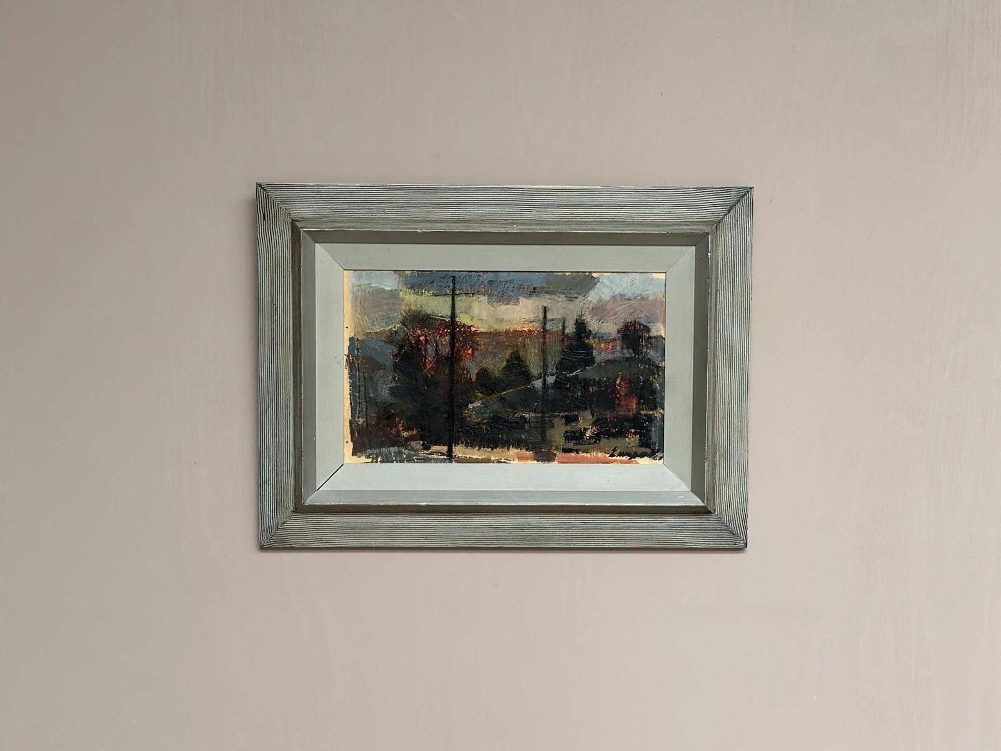 Original Swedish Oil On Panel – “Abstract Composition” By Erik Emanuelsson – Vintage & Framed – 36 × 49 Cm (14.2" × 19.3")