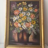 Large framed flower painting