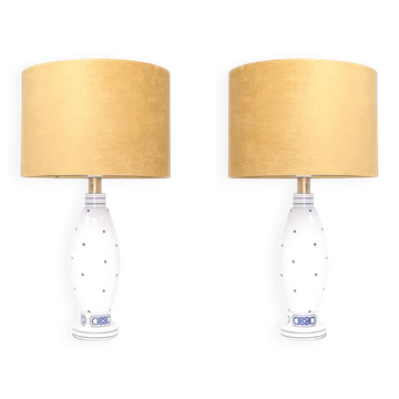 Set of 2 porcelain table lamps by Le Dauphin, 1970s