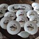 Service à poisson vintage en porcelaine de Sologne Lamotte décor poissons d'eau douce