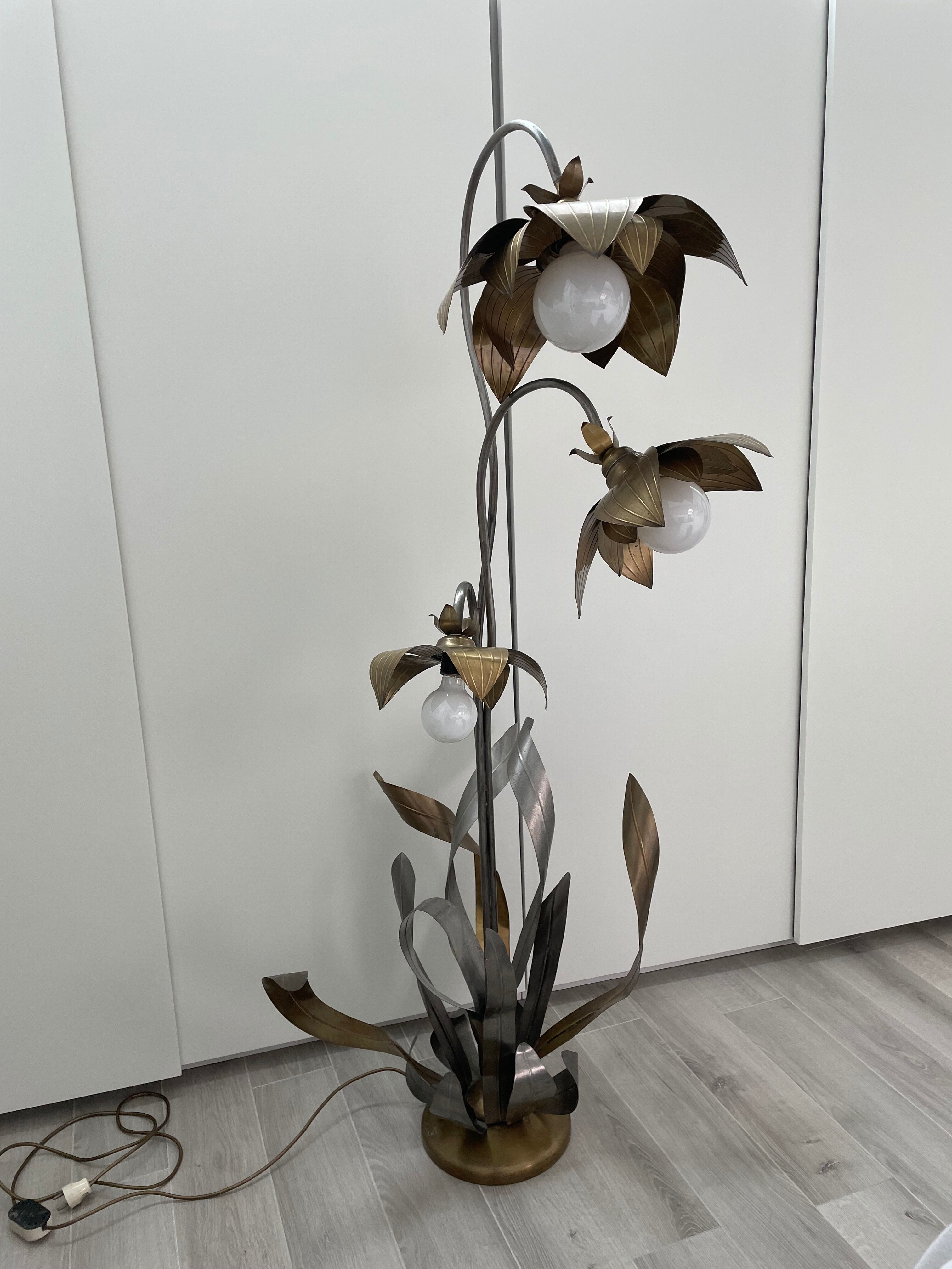 Lampadaire fleurs et plante lampe de plancher de fleur - design années 70