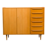 Enfilade haute, armoire à linge, années 60, frêne