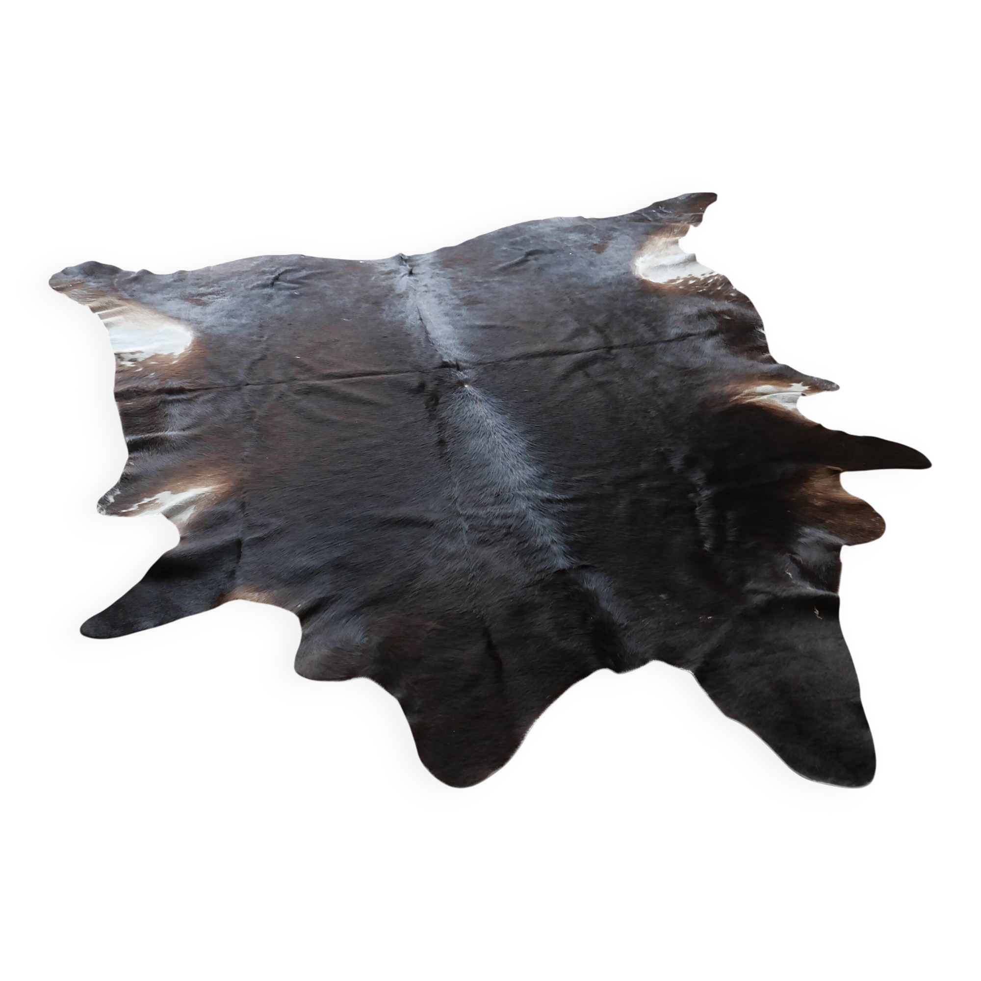 Genuine cowhide living room rug, vintage design, 1970s
