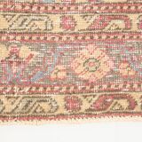 3x12 Pale Red Cream Soft Wool Vintage Runner Rug