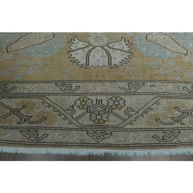 1970s Vintage Turkish Handmade Wool & Cotton Orange Area Rug 203x313