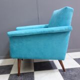 Blue velvet armchair 1960s
