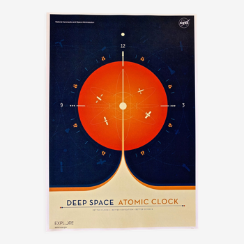 Impression lithographique deep space atomic clock orange de l'espace profond orange