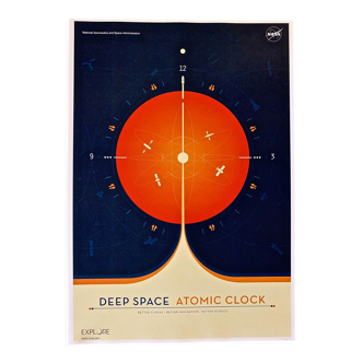 Deep space atomic clock orange lithographic printing of orange deep space