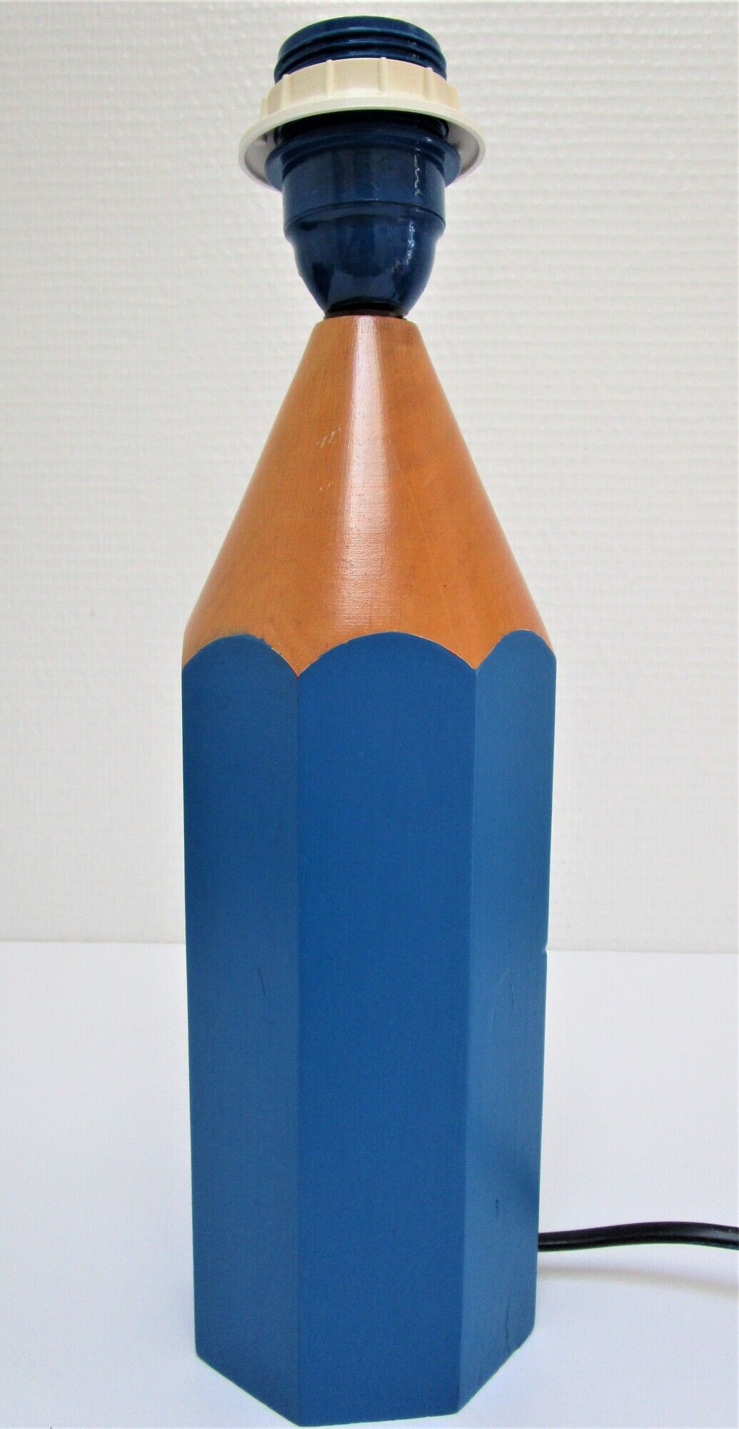 Lamp foot pencil solid wood vintage blue 80s