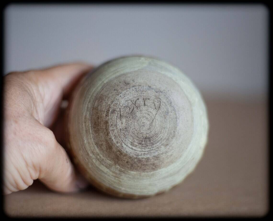 Set of 3 ceramic vases, ball vase and sea urchin vase, signed vase, collection,