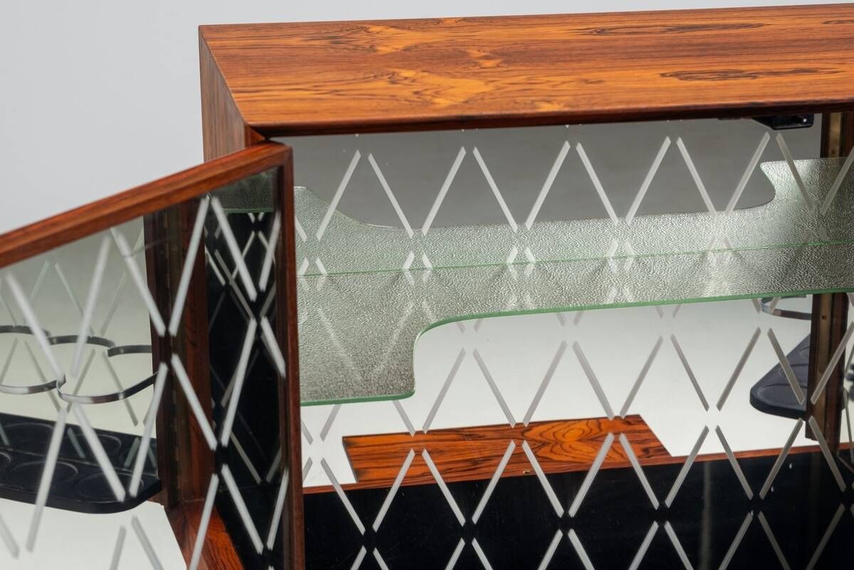 Illum Wikkelso bar cabinet in rosewood C. F. Christensen Denmark 1960