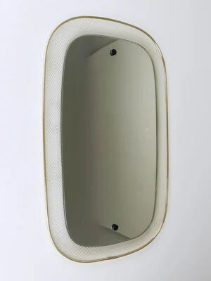 Vereinigte Werkstätten Mid-Century Wall Mirror, Rigitulle Metal & Brass