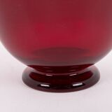 Art red glass bowl by Monica Bratt for Reijmyre Glasbruk, Sweden 1950’s